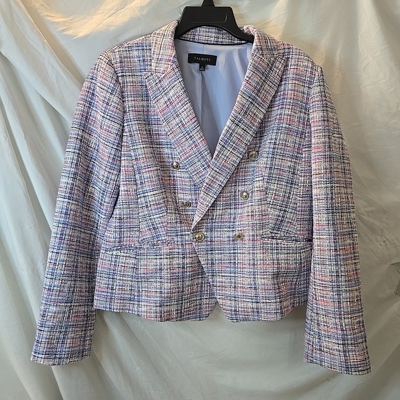 Talbots Jackets & Blazers - Talbots Pastel Tweed Double-Breasted Blazer in Pink, Blue, Lavender